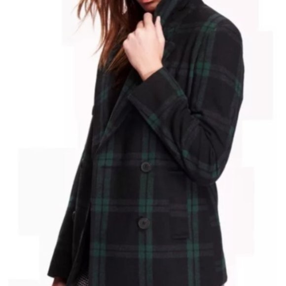 Old Navy Jackets & Blazers - Old Navy Double Breasted Plaid Pea Coat